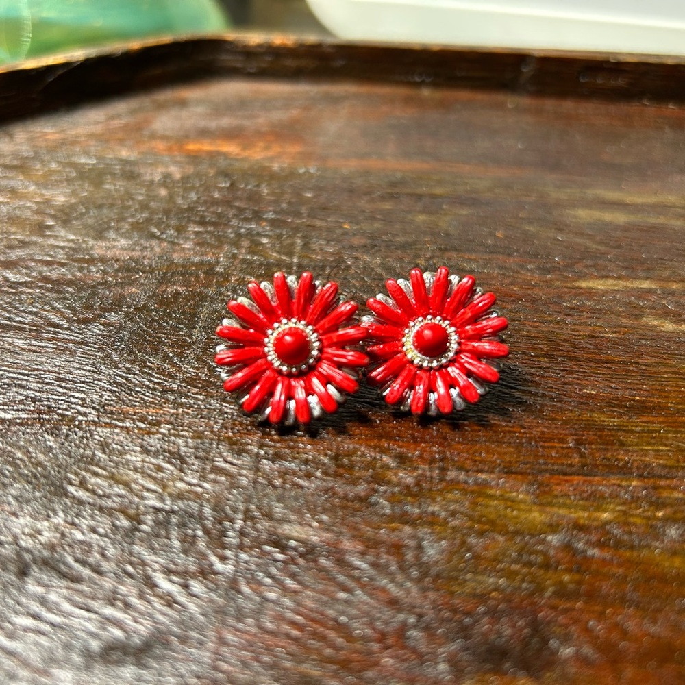 Red Floral Earrings